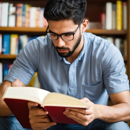 Aura Background, Forehead, Glasses, Hand, Bookcase, Book