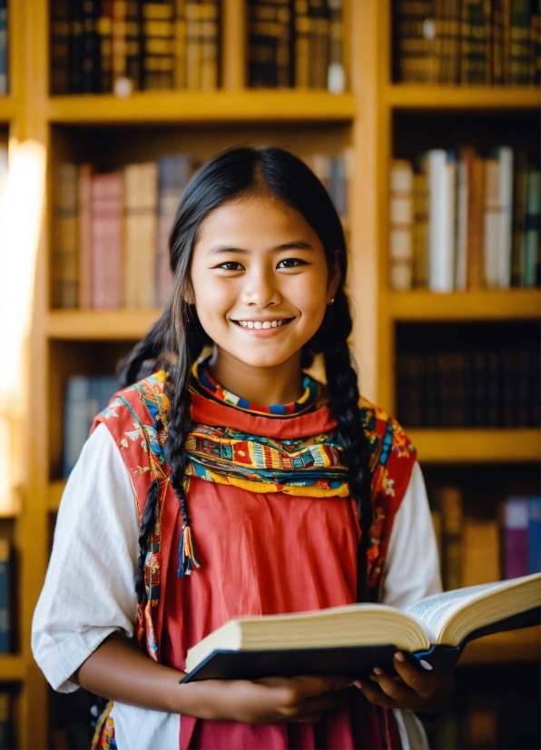 Begrand Photo Hd, Smile, Happy, Shelf, Bookcase, Book