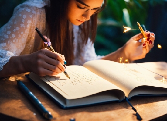 Cartoon Couple Pic, Hand, Book, Writing Instrument Accessory, Handwriting, Dress