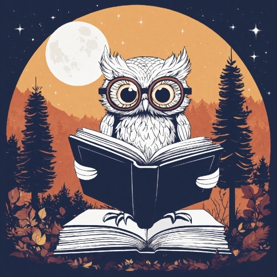 Cartoon, Rectangle, Font, Owl, Art, Illustration