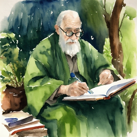 Cold Anime Wallpaper, Glasses, Beard, Organism, People In Nature, Book