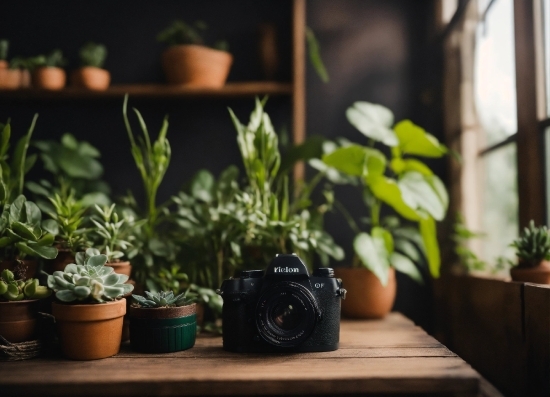 Create Songs With Ai, Plant, Flowerpot, Houseplant, Camera Lens, Reflex Camera