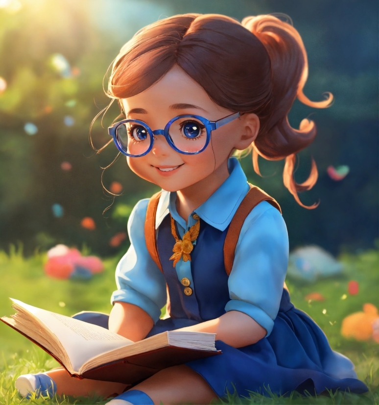 Cute Cat Wallpaper Anime, Glasses, School Uniform, People In Nature, Blue, Plant