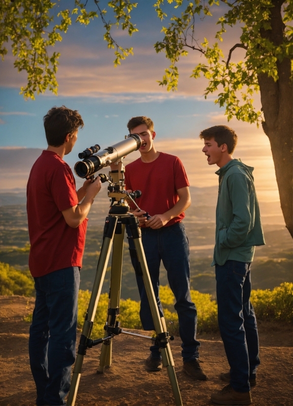 Dall E Mini Crayon, Jeans, Sky, Cloud, Tripod, Videographer