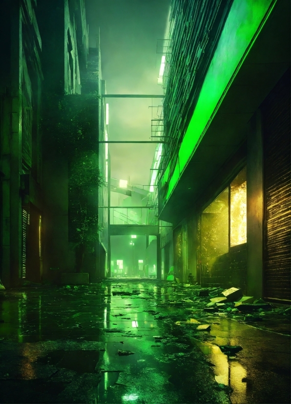 Dark Night Wallpaper, Green, Building, Rectangle, Tints And Shades, Electricity