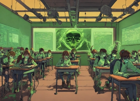 Depression Wallpaper Anime, Table, Green, Organism, Adaptation, Chair