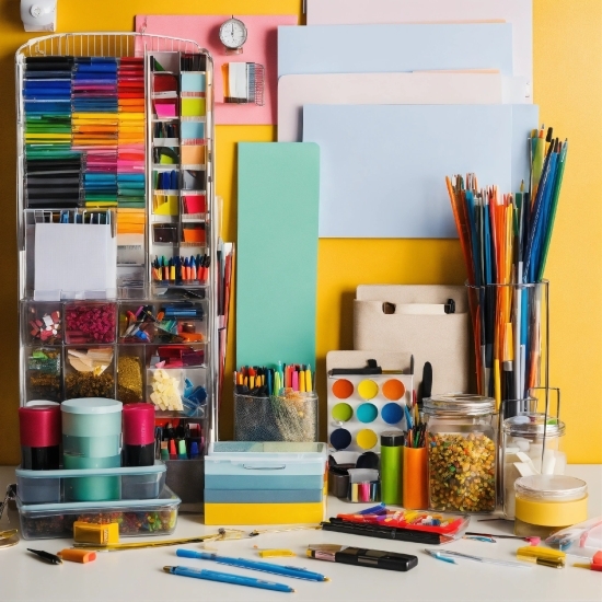 Diffusion Image, Shelving, Interior Design, Textile, Yellow, Paint