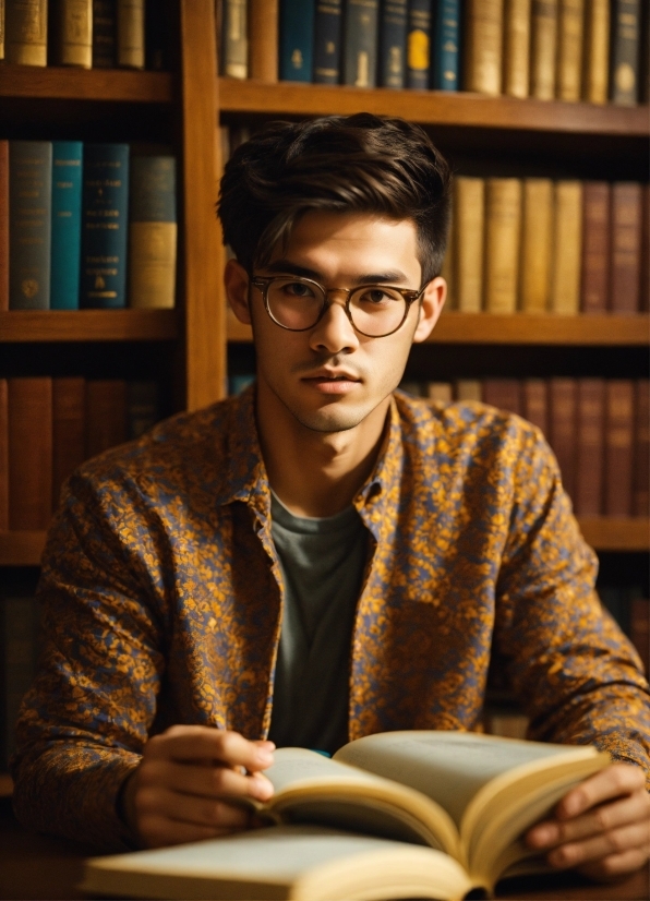 Dotted Background, Glasses, Bookcase, Book, Vision Care, Shelf