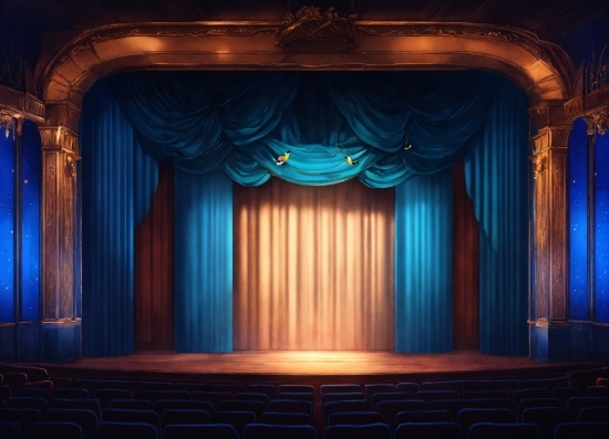 Fall Desktop Backgrounds Free, Theater Curtain, Stage Is Empty, Blue, Entertainment, Curtain