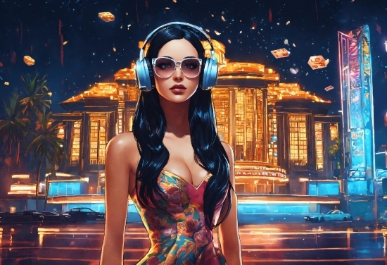 Flash Photography, Black Hair, Cg Artwork, Eyewear, Art, Electric Blue