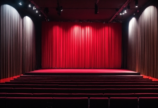 Foto Ai, Stage Is Empty, Textile, Entertainment, Interior Design, Theater Curtain