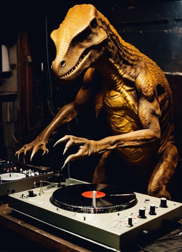 Google Ai Imagen, Extinction, Art, Dinosaur, Gramophone Record, Fang