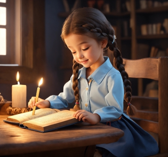 Guitar Illustration, Candle, Table, Window, Smile, Wax