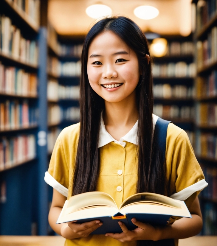 Head Illustration, Smile, Bookcase, Shelf, Book, Publication