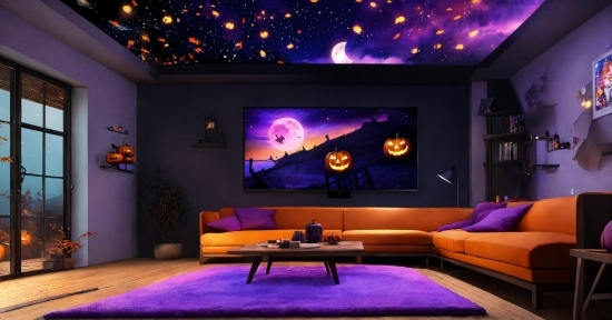 Iphone Desktop Wallpaper, Property, Furniture, Building, Couch, Purple