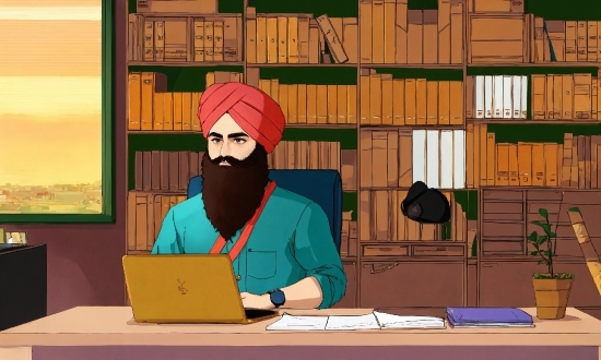 Laptop, Computer, Table, Personal Computer, Desk, Beard