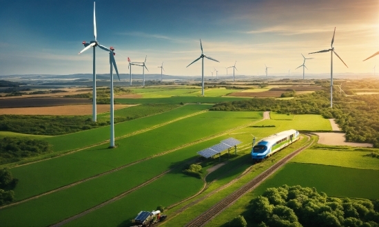 Mercedes Vector, Windmill, Sky, Atmosphere, Green, Light