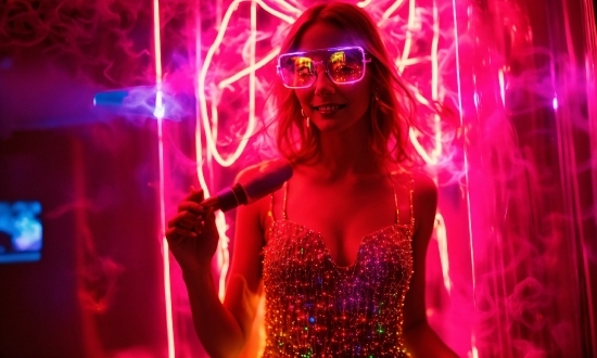 Neon Wallpaper 4k, Purple, Microphone, Fashion, Smile, Performing Arts