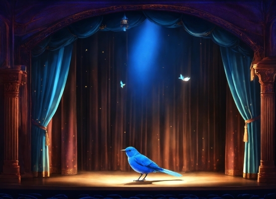 Om Wallpaper 4k, Theater Curtain, Blue, Purple, Bird, Curtain