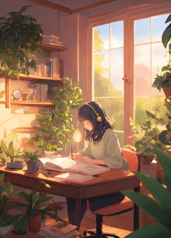 Plant, Window, Table, Light, Building, Houseplant