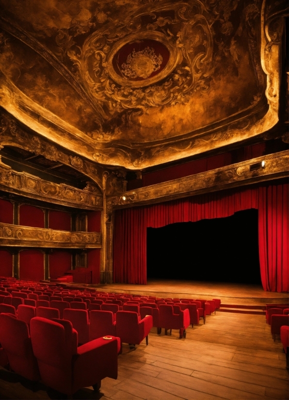 Purple Abstract Background, Interior Design, Hall, Entertainment, Chair, Stage Is Empty