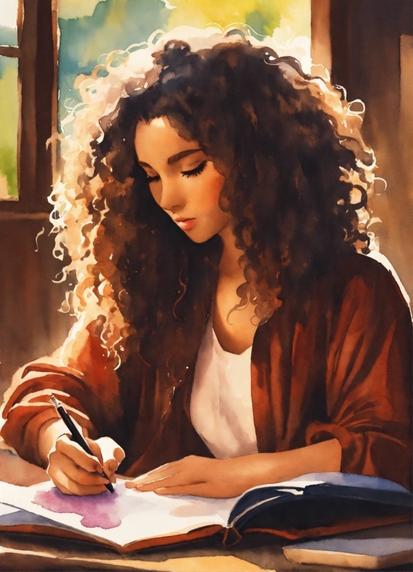 Ringlet, Book, Publication, Jheri Curl, Long Hair, Desk