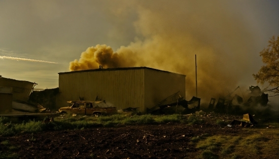 Sky, Cloud, Pollution, Grass, Smoke, Grassland