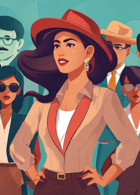 Vector Illustration Art, Hairstyle, Facial Expression, Hat, Sleeve, Art