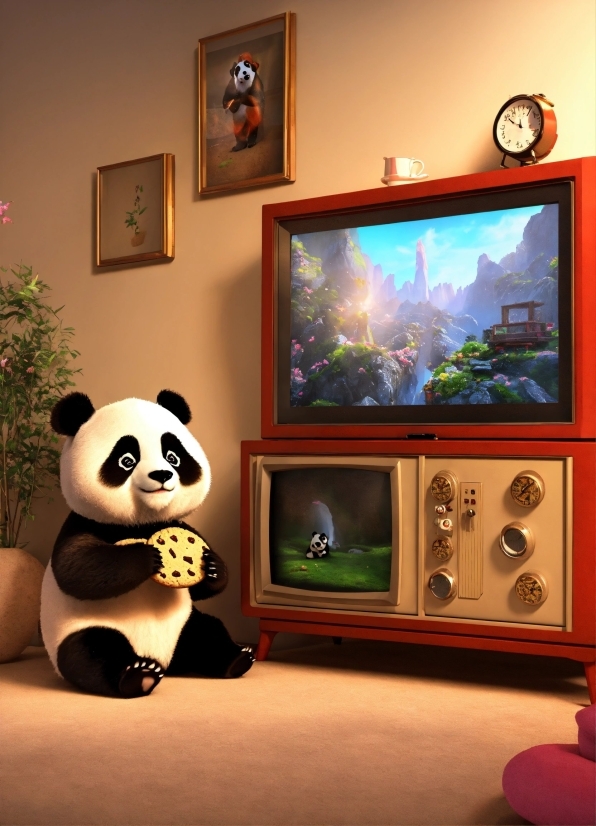 Very Nice Wallpaper, Picture Frame, Panda, Plant, Output Device, Lighting