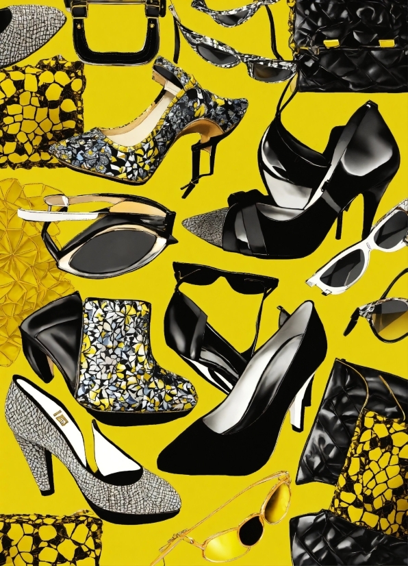 Video Bokeh Background, Shoe, Black, Yellow, Art, Font