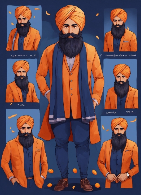 Wallpaper Aesthetic Brown, Outerwear, Facial Expression, Blue, Orange, Beard