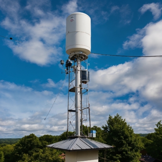 Wallpaper Black Pc, Sky, Cloud, Tree, Water Tower, Water Tank