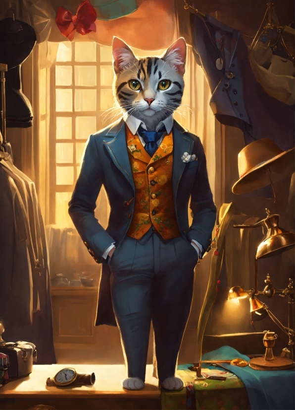 Wallpaper Engine Wallpapers Anime, Art, Cat, Blazer, Felidae, Formal Wear