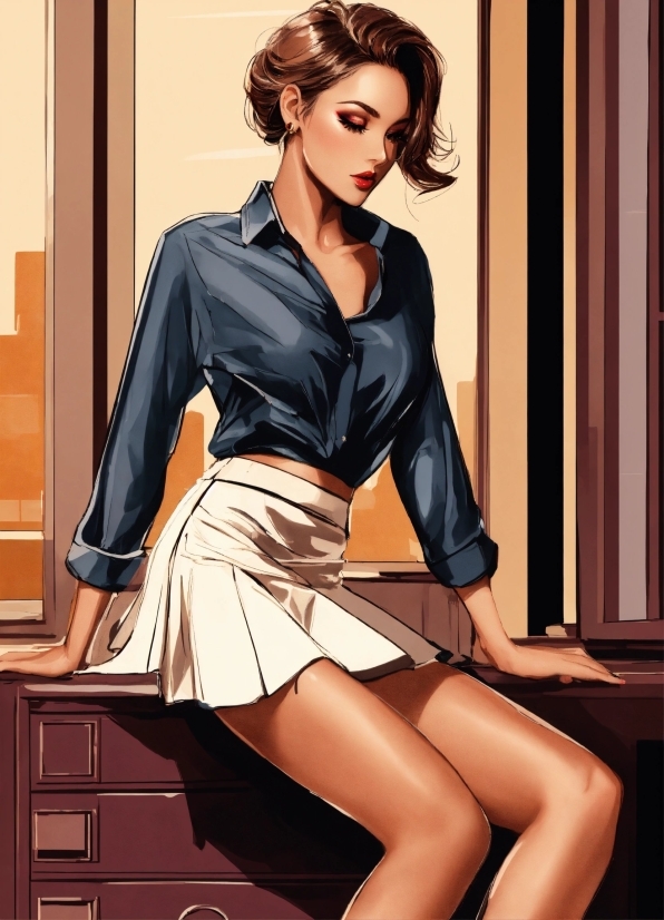 Wind Illustration, Hairstyle, Leg, Fashion, Sleeve, Thigh