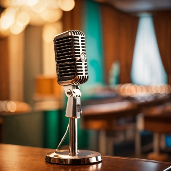 Windows 11 Desktop Wallpaper, Microphone, Light, Table, Wood, Microphone Stand