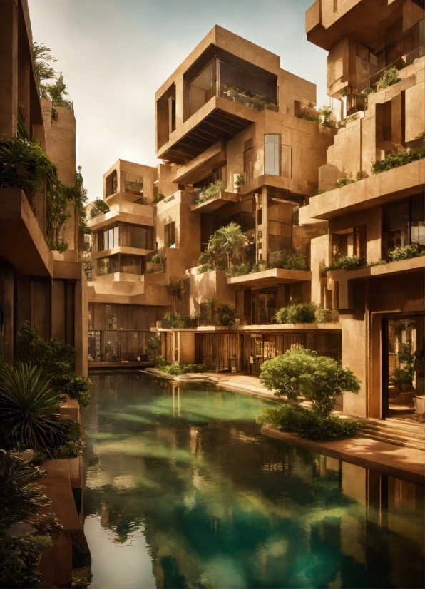 Ai Art Description Generator, Building, Water, Daytime, Property, Plant