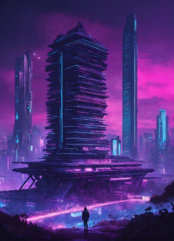 Ai Development Solution, Skyscraper, Building, Sky, World, Purple