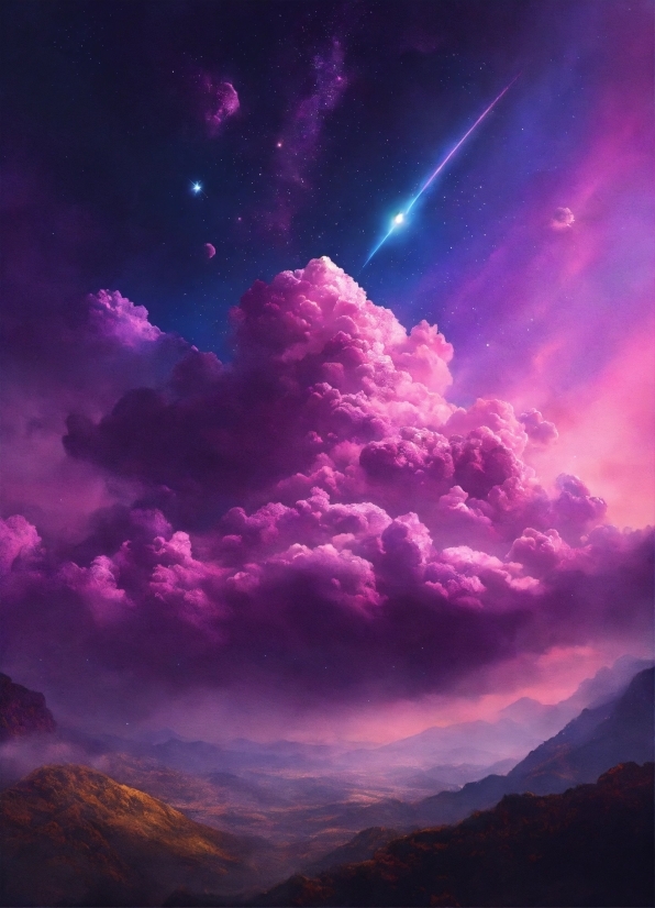 Ai Generated Art From Pictures, Cloud, Sky, Atmosphere, Afterglow, Purple