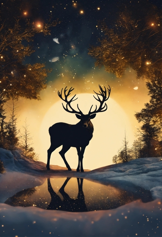 Ai Image Generator Art, Photograph, Sky, Elk, Light, Nature