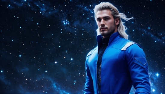 Blue, Beard, Flash Photography, Sleeve, Jacket, Astronomical Object