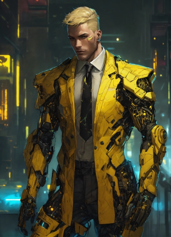 Caktus Ai, Yellow, Fashion Design, Tie, Blazer, Art