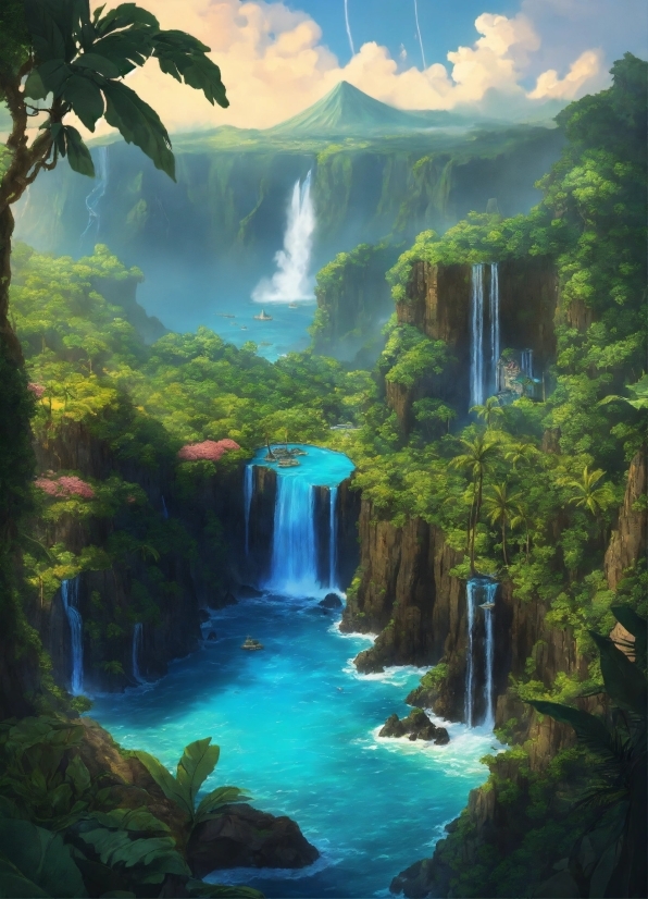 Copyright Free Cartoon Video Background, Water, Sky, Water Resources, Ecoregion, Mountain