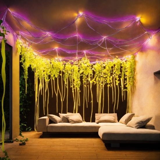 Decoration, Plant, Light, Purple, Textile, Lighting