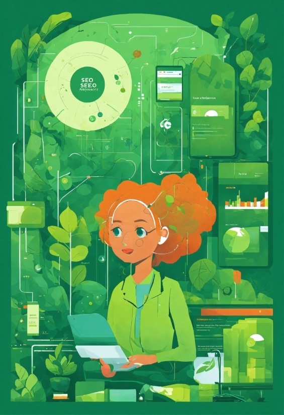 Green, Cartoon, Organism, Art, Technology, Illustration