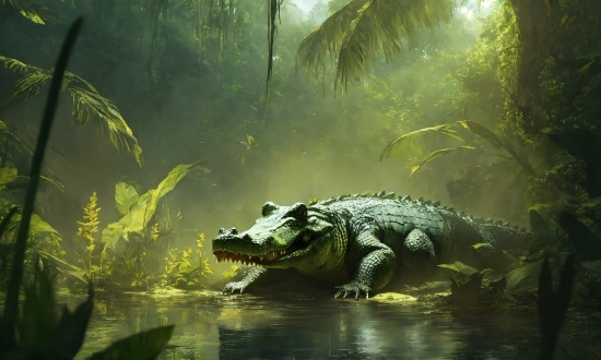 Green Screen Cartoon Video No Copyright, Water, Crocodile, Light, Plant, Nature