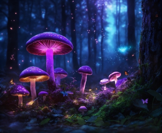 Illustrator Picture To Vector, Purple, Mushroom, Natural Landscape, Plant, Natural Environment