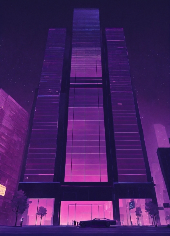 Image Prompt Ai, Building, Skyscraper, Purple, Rectangle, Tower Block