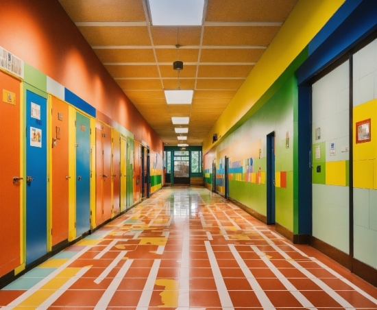 Infrastructure, Lighting, Interior Design, Orange, Architecture, Floor