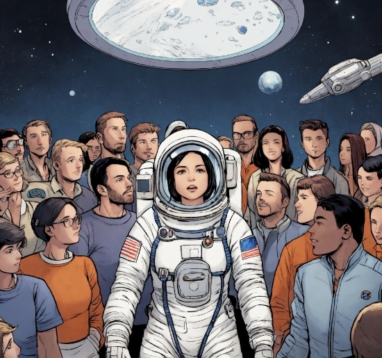 Outerwear, Facial Expression, World, Human, Astronaut, Cartoon