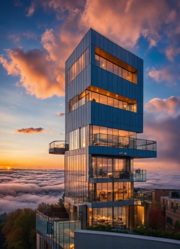 Pizap Photo, Cloud, Sky, Building, Tower Block, Dusk